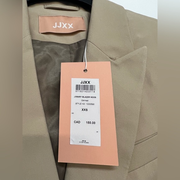 JJXX Double-Breasted Blazer size XXS Oatmeal color OVERSIZED - Picture 4 of 5